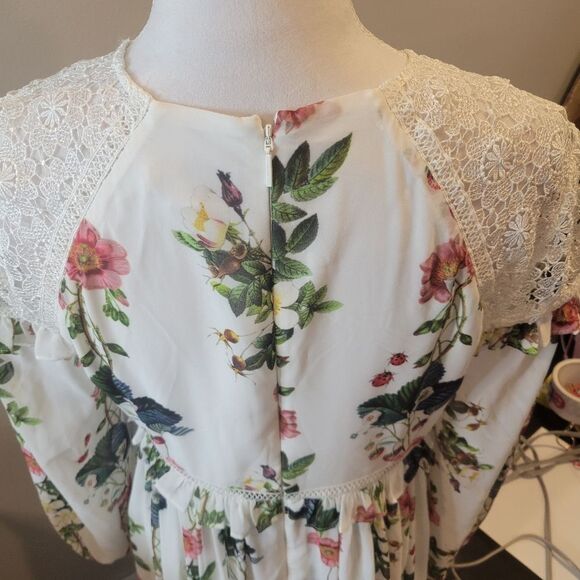 Ted Baker White Oracle Floral lace Ruffle Dress Size US 8 - Picture 4 of 13